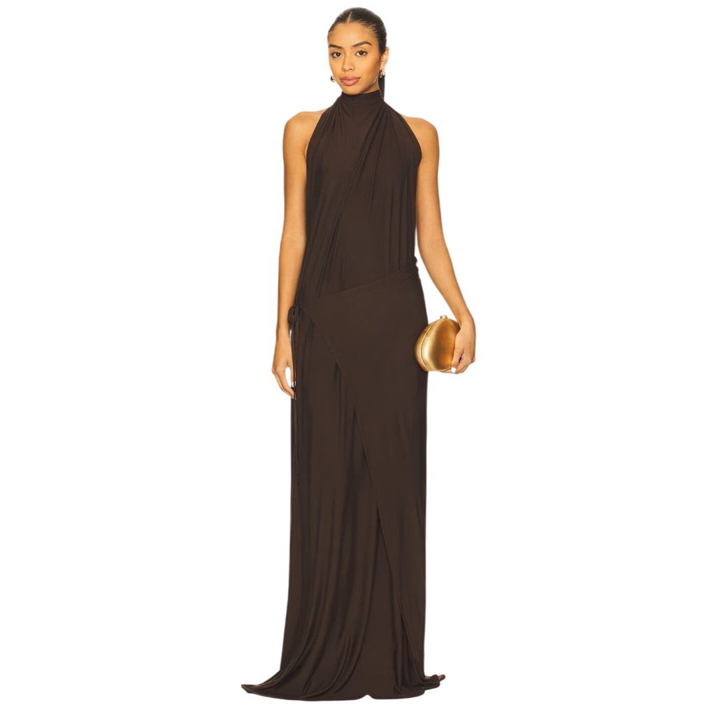 Diana Milkanova Studio Gaia Dress In Chocolate Brown One Size New Womens Maxi